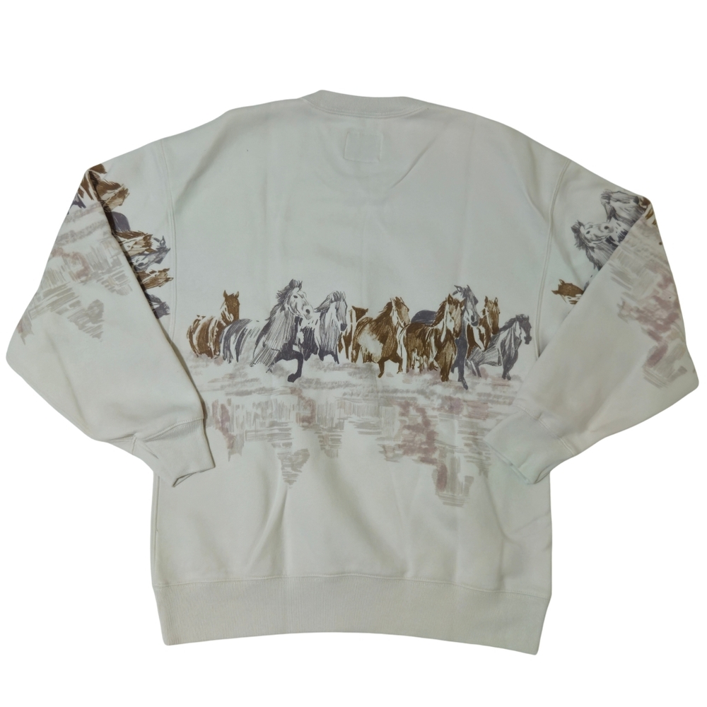 Abercrombie Horses Sunday Sweatshirt Crew Oversized Medium, Large Cream 🐎 - Picture 4 of 6